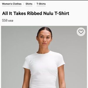 Lululemon All It Takes Ribbed Nulu T-Shirt size 10